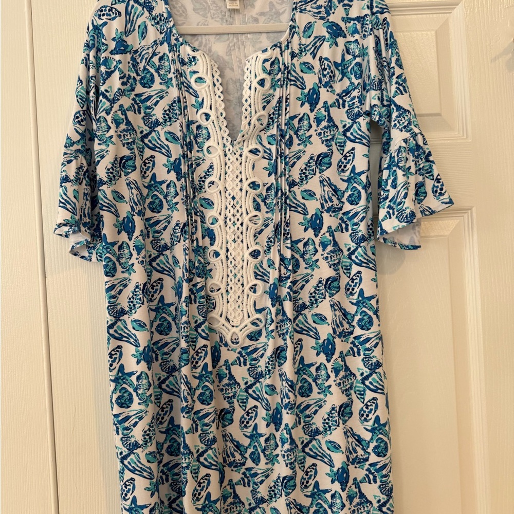 Lilly Pulitzer Teal and White Patterned Dress